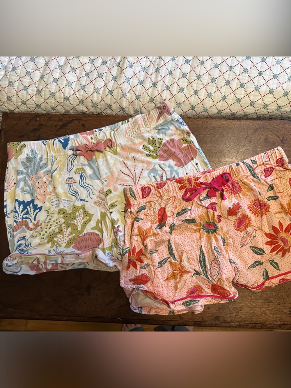 Spartina 449 Floral & Sea-Print Women’s Pajama Boxers - 2 pair - Size L